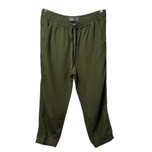 Point Sur Seaside Linen Pant Women 12P Green Wide-Leg Casual Lightweight J. Crew